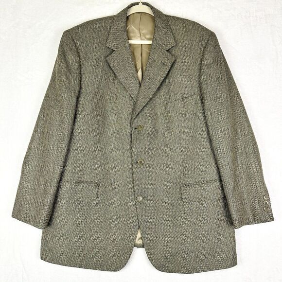 Brooks Brothers Vintage Silk Wool Herringbone Tweed Blazer Sport Coat Size 46 R - Picture 1 of 7